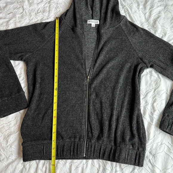 Ten Sixty Sherman Black Grey Ribbed Zip Up Sweatshirt Elastic Waist - Picture 4 of 8